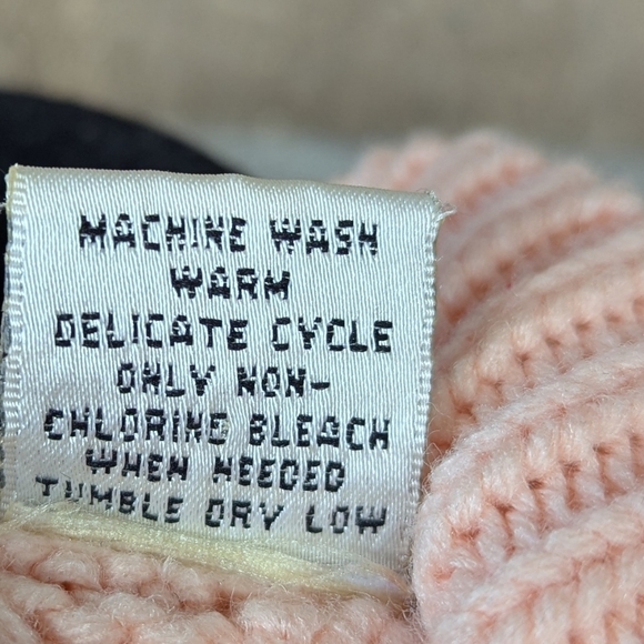 VTG 80s Pastel Creamsicle Cable Knit Mock Neck Sweater Large - Picture 7 of 8